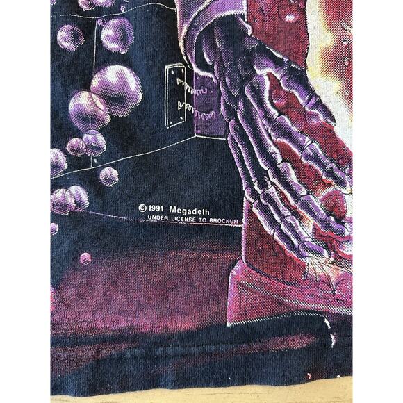 VTG 1991 Megadeth Shirt Rust In Peace Hangar Bubbles Metal Grunge WILD OATS RARE - Picture 4 of 16